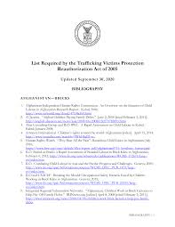 List Required by the Trafficking Victims Protection Reauthorization Act of  2005