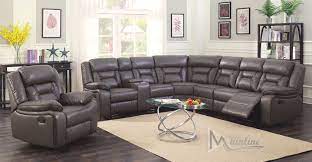 Cha Cha Sectional Sofa 70270 Mainline Inc Recliner Sectionals Reclining Sectional Leather Couches Living Room Grey Leather Sectional