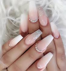50 Chic Ombre Acrylic Coffin Nails Design In 2019 Nail Art Connect Gem Nails Rhinestone Nails Coffin Nails Designs