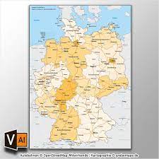 Politische deutschlandkarte (mit bundesländern, deren hauptstädten und weiteren städten) Deutschland Bundeslander Autobahnen Vektorkarte Mit Angrenzenden Landern Grebemaps Kartographie