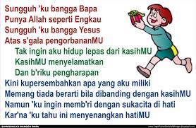 Kumpulan lagu ibadah kreatif dan kkr (c) gereja masehi injili di minahasa. Lirik Lagu Pujian Rohani Kristen Sekolah Minggu Gereja Tuhan Yesus Sungguh Ku Bangga Bapa