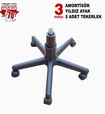 Amortisor Piston Ve Yildiz Ayak Tekerlekli 3 Parca Set Sekreter Buro Sandalye Yedek Parca Depolife Yasam Deposu