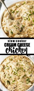Sprinkle with taco seasoning, add cream cheese cubes, and water. Slow Cooker Cream Cheese Chicken Simply Stacie