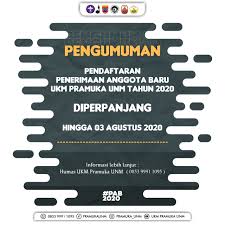 Kalau kalian males ngetik boleh langsung copas aja hehe. Penerimaan Anggota Baru Tahun 2020 Ukm Pramuka Unm