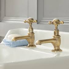 For those who want a modern update, browse contemporary brass bathroom faucets or dramatic black bathroom faucets. Milano Elizabeth Traditional Crosshead Basin Pillar Taps Brushed Gold