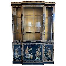 Have custom china cabinet furniture hand made for your living room or kitchen. Chinoiserie Japanned Black Laquer Lighted China Cabinet Breakfront For Sale At 1stdibs