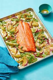 Oven Roasted Salmon With Charred Lemon Vinaigrette Recipe Oven Roasted Salmon Roasted Salmon Recipes Vinaigrette Recipes