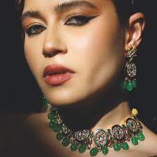 The royal treatment awaits! Our majestic Green Meena Kundan and Green Beryl  gold-plated set boasts intricate Kundan work and high-quality gold plating.  Order now: Call or whatsapp: 0300 1293949, 0300 8462383 #bridaljewellery #