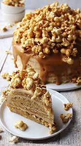 Salted Caramel Popcorn Cake Recipe Also The Crumbs Please Video Popcorn Cake Recipe Baking Recipes Cake Recipes