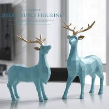 Polyresin Figurine Decoration Animal Statue Living Room Ornaments Sculpture Creative Resin Deer Craft Gift For Home Decor In 2020 Living Room Ornaments Animal Statues Decor