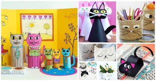 Cut and paste activities with animal scenes, preschool cut and glue, learn shapes, cut and paste sport team scenes, dressup girls, create a cut and paste preschool for kids just learning how to count. 25 Curiously Cute Cat Crafts For Kids