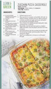 Zucchini Pizza Casserole Lean Meals Lean And Green Meals Greens Recipe