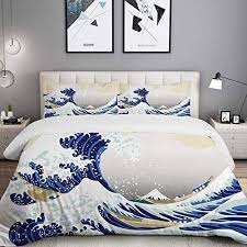 Mobeiti Parure De Lit Adultehousse De Couettemotif Hokusai Japonais Ukiyoe A Theme Asiatique Oriental Style Croquis Oce Parure De Lit Housse De Couette Couette