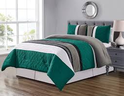 There are 2812 white teal bedding for sale on etsy, and they cost $53.12 on average. Amazon Com Grandlinen 3 Piece Teal Blue Grey Black White Scroll Embroidery Bed In A Bag Down Alternative Comforter Set King Size Bedding Perfect For Any Bed Room Or Guest Room Home Kitchen