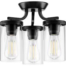 Lassiter Collection Black Three Light Semi Flush Mount P350149 031 Progress Lighting