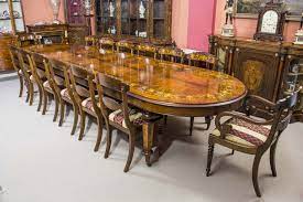 72 rectangular dining table includes two 15 wide extensions and seats up to 10. Vintage 14ft6 Burr Walnut Inlaid Dining Table 14chairs Yemek Masasi Yemek Odasi Klasik