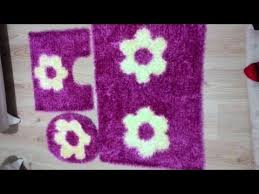 Sakalli Ip Le Hali Kaydirmaz A Yapilan Cicek Deseni Sik Banyo Paspas Takimi Yapimi 2 Youtube Paspas Halilar Tig Isleri