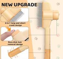 2025 Upgraded Pet Hair Removal Comb - One-Click Self Cleaning Cat & Dog  Brush With Release Button (Yellow) Cat Brush With Release Button