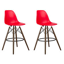 How about graphic previously mentioned? Set Of 2 Red Eames Style Dsw 26 Inch Counter Stool With Dark Walnut Wood Eiffel