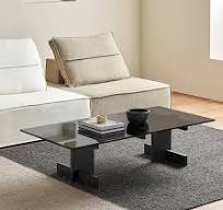Modern Luxury Rectangular Glass Coffee Table with Durable Wood Leg for Home  & Hotel Tea Sofa Furniture for Living Room Use