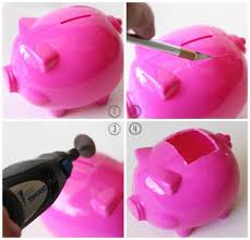 Unique Dollar Store Planters 2x(plastic blue piggy bank animal piggy bank treasury saving coin coins money.