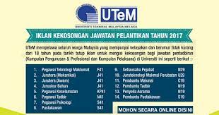 Jawatan kosong kosong terkini di malaysia dari syarikat terpercaya. Jawatan Kosong Terkini Di Universiti Teknikal Malaysia Melaka Utem Pelbagai Gred Rm1 408 40 Rm9 618 00 Jobcari Com Jawatan Kosong Terkini