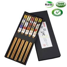 I bought a number of sets of different brands of chopsticks looking specifically for uncoated, unimprinted, pure wood chopsticks. Japanese Natural Bamboo Chopsticks Reusable Set 5 Pairs Bamboo Chopsticks Includes A Beautiful Traditional Decorated Chopstick Case 9in 23cm Buy Online In Bahamas At Bahamas Desertcart Com Productid 102660438