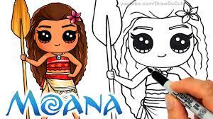 Begin by sketching moana's face, neck, and hair. How To Draw Moana Disney Princess Youtube