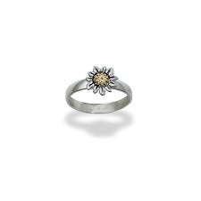 Sterling Silver & 14k Gold Petite Sunflower Ring - J.H. Breakell and Co.