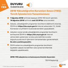 Yks sonuçlarından sonra tercih işlemleri başlayacak. Uzivatel Osym Na Twitteru 2018 Yks Tercih Islemlerinin Tamamlanmasi