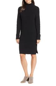 Ribbed Sweater Dress Black A Cozy Classic For Cool Weather This Funnel Neck Sweater Dress Is Shape Ribbed Sweater Dress Staple Dress