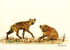 Hyenas Watercolor Hyenas Portrait Painting Hyenas Afircan Animals 11x8 29x21 Cm Art Original Watercolor Painting By Ju Animal Art Paintings Art Prints Animals