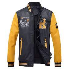 Faux Leather Varsity Jacket 54 Liked On Polyvore Featuring Men S Fashion Men S Clothing Men S Ou Leather Jacket Men Faux Leather Jacket Men Mens Jackets