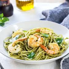 Pates Aux Crevettes Creme Fraiche Et Sauce Pesto Recipe Veggie Recipes Linguine Recipes Butter Pasta