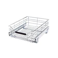 Seville Classics 14 In W X 17 75 In D Pull Out Sliding Steel Wire Cabinet Organizer Drawer She16228b The Home Depot Kitchen Pantry Storage Cabinet Organization Storage Drawers