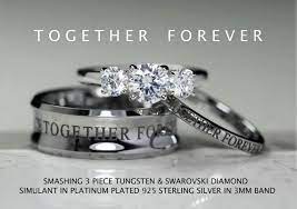 3 Tungsten Wedding Set 8mm Tungsten Concave Sterling Silver Etsy In 2021 Sterling Silver Wedding Rings Sets Wedding Ring Sets Cz Wedding Ring Sets