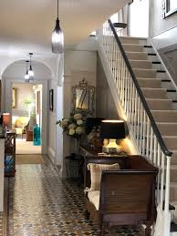 Hallway Original Minton Tiles Painted Staircase With Black Handrail And Carpet Runner Painted Staircases Minton Tiles Tiled Hallway