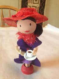 Mom S Red Hatter Pin Doll Feb 2014 Red Hat Party Dolls Handmade Red Hat Society