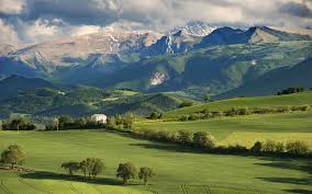 Green Hills Progressing To Snow Capped Mountains Mountains Landscape Wallpaper Hd Nature Wallpapers Italy Landscape
