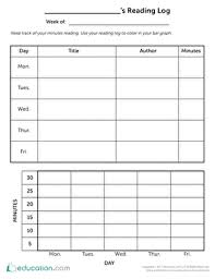 reading log and graph worksheet education com