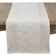 Saro Lifestyle 72 Inch Emiliana Natural Embroidered Table Runner In 2020 Embroidered Table Runner Linen Table Runner Table Runners