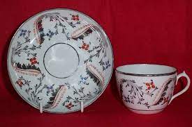 Attributed To Factory Z C 1800 20 This Is A Hand Painted Bute Shaped Cup And Saucer Decorated With Red And Blue Enamel And Silver Lustre Fa Tea Cups Tea Cup