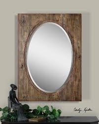 Oval Mirror With Distressed Wood Natural Hickory Frame Faulkton Um 09506 Mybarnwoodframes Com Rustic Wall Decor Interior Design Rustic Gold Home Decor