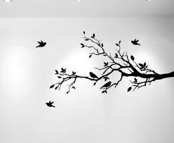 Bird On Tree Branch Tree Branch And Birds Stencil Bird Wall Decals Simple Wall Paintings Tree Branch Wall