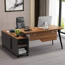 Elegant shape design, matchs home decor and offices. Buy Tribesigns L Shaped Desk Large Executive Office Desk Computer Table Workstation With Storage Shelves Business Furniture With File Cabinet Combo Dark Walnut Stainless Steel Legs Online In Indonesia B07sc1dwdt
