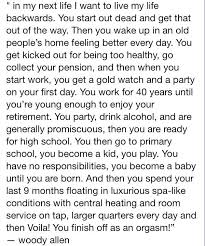 Life Quotes Living Backwards By Woody Allen Quotes Pinterest Woody Allen And Amen