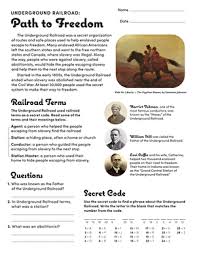 The underground railroad was not an actual railroad and it did not run on railway tracks. The Underground Railroad Worksheet Education Com