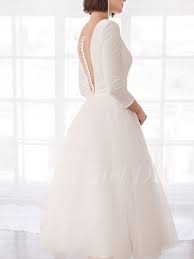 Lorie meerjungfrau hochzeit kleider spitze 2020 spaghetti strap weiche tulle backless brautkleider ärmel hochzeit kleider mit zug. A Linie Brautkleid Wadenlang Schlicht Tullrock Ohne Spitze Tiefer Ausschnitt Mit Armel