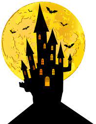 Halloween Castle And Moon Png Clip Art Image Fall Halloween Crafts Vintage Halloween Cards Halloween Drawings