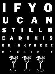 Eye Exam Chart If You Can Read This Drink Three Martinis Black Greeting Card